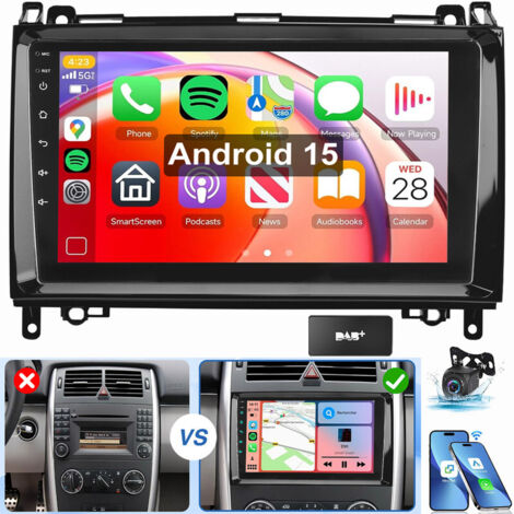Pour Mercedes Benz A/B Klasse W169 W639 W245 W906 Vito Android 15 Autoradio GPS WIFI 4+64G DAB CAM