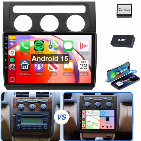 Pour VW Touran 1T1 1T2 1T3 2004-2008 Android 15 Autoradio GPS wifi Carplay 4+64G DAB