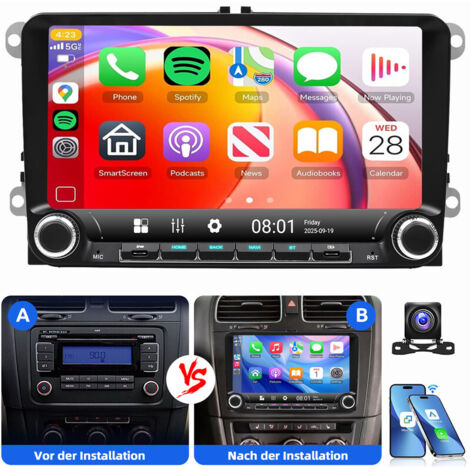 Pour VW GOLF 5 6 Plus Touran Tiguan Caddy Passat Polo 6R Android 15 Autoradio GPS Carplay 2+64G CAM