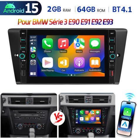 Autoradio Android 15 pouces CarPlay 32/64 Go avec navigation GPS RDS, port USB et Type-C pour BMW Série 3 E90 E91 E92 E93 - 2+64G (1/5)