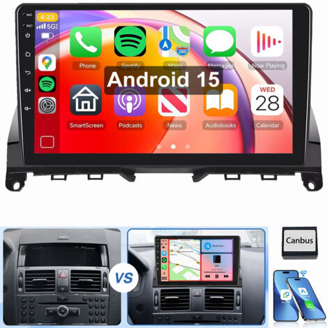 Pour Mercedes Benz C Klasse W204 S204 Android 15 Carplay Autoradio GPS WiFi 1+32G
