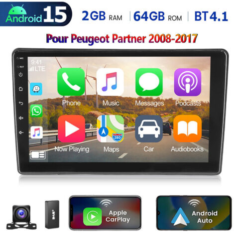 Autoradio Android 15 compatible CarPlay pour Citroën C5 (2008-2017) avec GPS, Bluetooth, Wi-Fi et radio FM - 2+64G DAB+ CAM