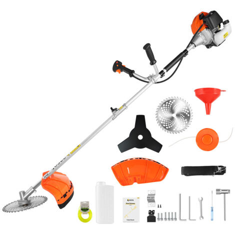 CONENTOOL Coupe-bordure thermique Moteur - 2 temps 52 cc - Tondeuse à gazon sans fil multifonctionnelle 3 en 1 - Puissance 2.5kw - Largeur de coupe 25cm Comprend plusieurs lames et scies