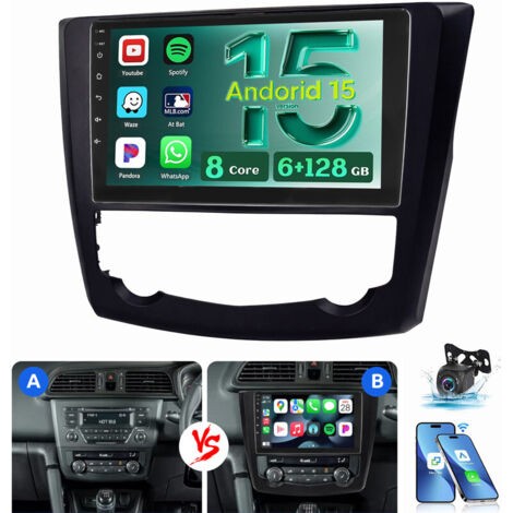 Android 15 Carplay Autoradio GPS WiFi BT Pour Renault Kadjar 2015-2022 6+128G CAM