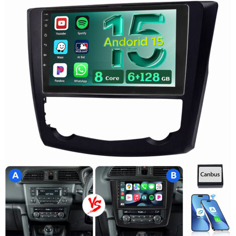 Android 15 Carplay Autoradio GPS WiFi BT Pour Renault Kadjar 2015-2022 6+128G