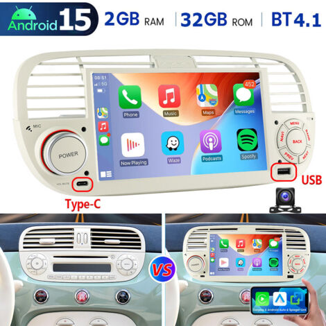 Autoradio Android 15 pouces 7 pouces avec RDS et GPS pour FIAT 500 (2007-2015) - 2+32G CAM (1/5)