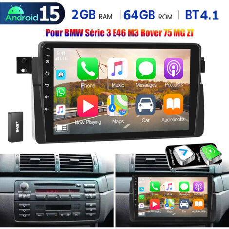 Autoradio Android 15 avec 32/64 Go, CarPlay, GPS et Bluetooth pour BMW Série 3 E46 (318, 320, 325) - 2+64G DAB+