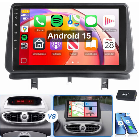 Pour RENAULT CLIO MK3 2005-2012 Carplay Android 15 Autoradio GPS WIFI 2+64G DAB