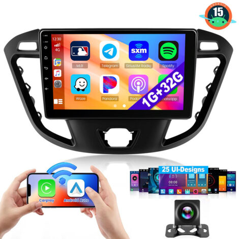 Autoradio Android 15 avec CarPlay pour Ford Transit Custom 2013-2021, navigation GPS et Bluetooth - 1+32G CAM