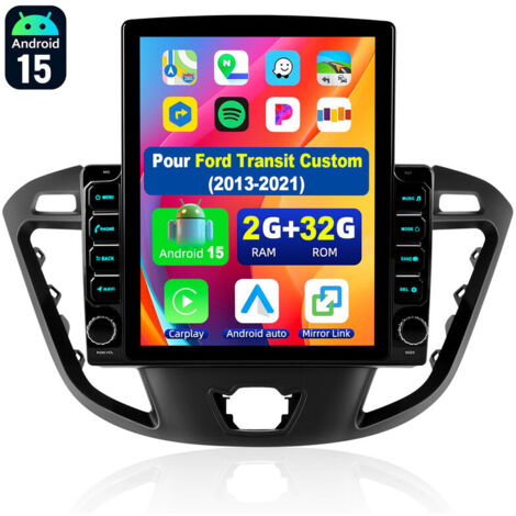 Autoradio Android 15 de 9,7 pouces avec CarPlay pour Ford Transit Custom 2013-2021, navigation GPS et RDS - 2+32G