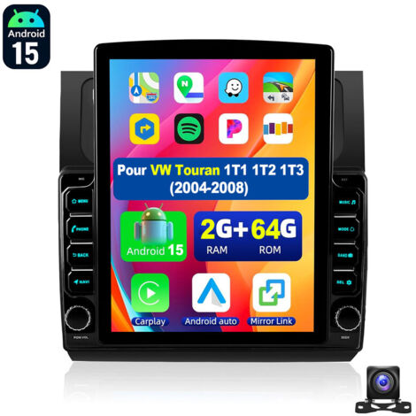 9,7" Android 15 4+64G Autoradio GPS CarPlay KAM pour VW Touran 1T1 1T2 2003-2010 - 2+64G CAM (1/5)