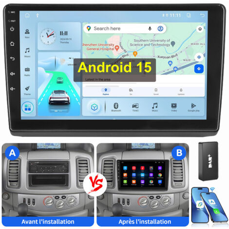 10,1" Pour Opel Vivaro A Renault Trafic II GPS CarPlay Android 15 Autoradio RDS 4+128G DAB