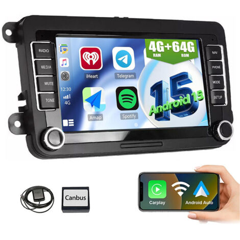 Apple CarPlay pour VW Golf 5/6 Plus, Touran, Caddy T5, Android 15, Autoradio avec navigation - 4+64G (1/5)