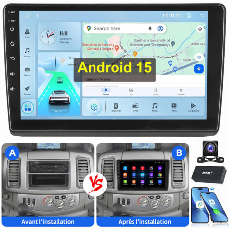 10,1" Pour Opel Vivaro A Renault Trafic II GPS CarPlay Android 15 Autoradio RDS 2+64G DAB CAM