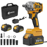 Clé à Chocs Sans Fil CONENTOOL 21V Brushless 680Nm Boulonneuse a Choc 4000mAh, 12 Accessoires, Sac de Transport