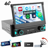 Autoradio 1 DIN CarPlay Écran tactile Bluetooth GPS Navi 6+128GB 4G LTE 6+128G DAB