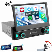 Autoradio 1 DIN CarPlay Écran tactile Bluetooth GPS Navi 6+128GB 4G LTE 6+128G