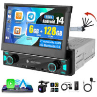 Autoradio 7 pouces 6+128G Android 14 1 DIN NAVI Bluetooth AM/FM/RDS WIFI - 6+128G DAB+ MIC CAM