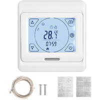 Thermostat radiateur électrique 230V CONENTOOL, 16A Thermostat de chauffage electrique, Thermostat intelligent programmable 5+2, Convient pour le salon et la chambre, ME5916, Blanc