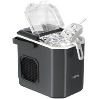 Machine à glaçons noire autonettoyante – 9 glaçons en 6min – 12kg/24h – 2 tailles pour boissons et fruits de mer – Pelle à glaçons incluse