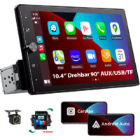 Autoradio 1 DIN Carplay Bluetooth sans fil Android Auto avec écran 10,4 pouces AUX - 12CAM