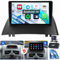 Autoradio GPS 4G Android 14 6+128 Go pour Renault Megane 2 (2002-2009) 6+128G DAB CAM