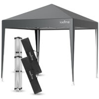 Tente Pliante Pop-up 2.5x2.5m, Robuste, étanche et facile à installer Tente de réception Avec des sacs de sable Protection UV Avec parois latérales - Gris - LOEFME