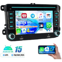 Autoradio GPS RDS Android 15 compatible CarPlay pour VW Golf 5, 6 Plus, Touran et Caddy 2+32G