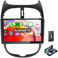 9" Pour Peugeot 206 206CC 206SW 2001-2016 Carplay Android 15 Autoradio GPS BT WiFi 2+64G DAB