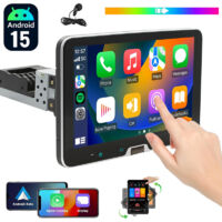 Autoradio 1 DIN Android 15 pouces 4+64 Go CarPlay Navigation WiFi Rotation à 360° - 4+64G