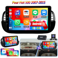 Apple CarPlay pour Fiat 500 (2007-2015) - Autoradio 9" 32/64 Go Android 15 avec GPS et Wi-Fi - 4+64G DAB+ CAM