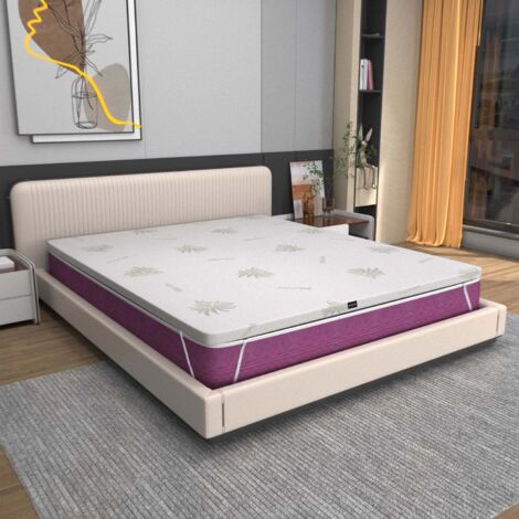 Topper Sfoderabile in Memory Foam 120x190 cm, Alto 5 cm con Rivestimento Aloe Vera, Ortopedico, Made in Italy – Coprimaterasso con 4 Angoli Elastici