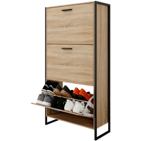 CASABEL Meuble A Chaussure Industriel 18 Paires, Pour Entrée, Couloir - Bois Clair