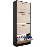 CASABEL Meuble Rangement Chaussure 24 Paires - Pour Entree Couloir - 60x24x150 cm - Noir