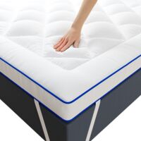 CASABEL Surmatelas Confort 140x200 Cm Respirant Microfibre - 1000gr - Liseré Bleu