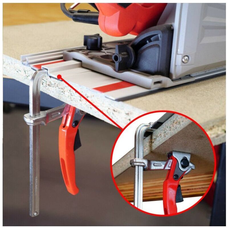 Lot De 2 Serre-joints à Serrage Rapide 30cm - Force 180kg - Pour Tables MFT Et Rails De Guidage - Acier 40Cr - Rouge