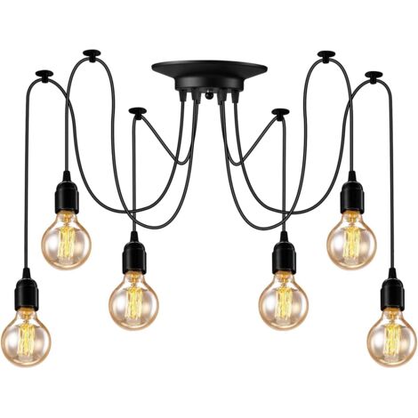 Spinnen-Kronleuchter, Pendelleuchte, 6 Köpfe, industrielle Hängelampe, Retro-Kronleuchter, Vintage-Leuchte für Wohnzimmer, Küche, Schlafzimmer (ohne Glühbirnen) (1/5)