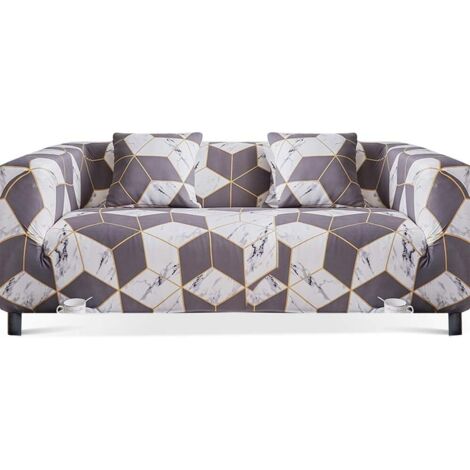 Universal-Stretch-Sofabezug, elastisch, bedruckt, Couchbezug, Möbelschutz, Schonbezug (Heather White, 4-Sitzer, 235–300 cm) – RW