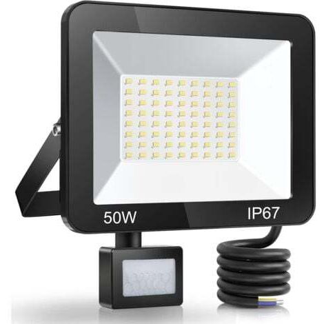 50W LED Außenstrahler Bewegungsmelder, IP67 Wasserdichter LED Strahler mit Sensor, 5000LM 7000K Kaltweiß Außenbeleuchtung, Außenlampe für Gartenterrasse Eingang - RWBewegungsmelder Flutlicht (1/5)