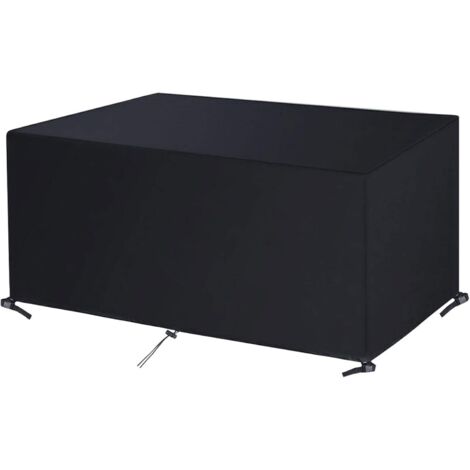 Gartenmöbel-Abdeckung Schutzhülle mit Kordelzug und Befestigungsclips für rechteckige Gartenmöbel-Sets, 420D Oxford-Gewebe, wasserdicht, regenfest (170 x 94 x 70 cm) – RW