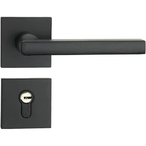 Serrure de porte de chambre silencieuse en acier inoxydable noir, quincaillerie de serrure de porte de maison (1/5)