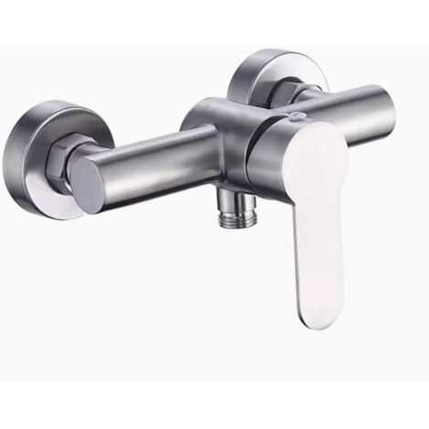 Duscharmatur aus gebürstetem Edelstahl mit 4-Wege-Umsteller, Wandarmatur für Badewanne, Dusche und Bidet, für den Innen- und Außenbereich, silberfarben