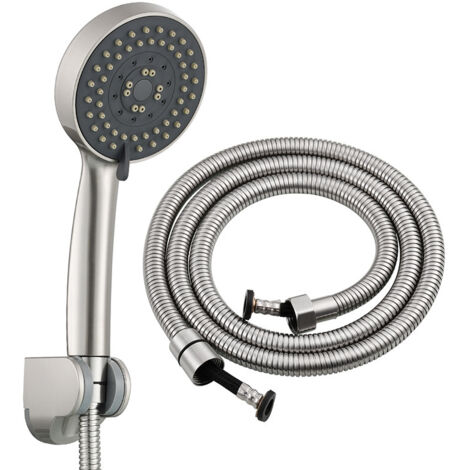 Hochdruck-Duschkopf, Wassersparender Duschkopf mit 5 einstellbaren Modi, Sparsamer Duschkopf, Badezimmer-Duschkopf, Duschkopf mit 1,5 m Schlauch (Silber) (1/4)