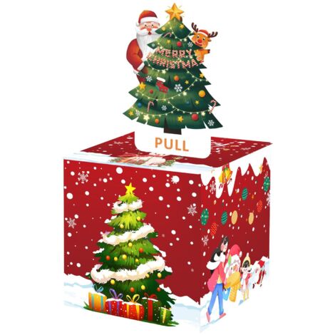 Weihnachtsgeldkasse für Geldgeschenke, DIY-Weihnachtsgeldkassenkarte zum Herausziehen, lustige Überraschungsgeschenkbox für Geld, mit 30 transparenten Beuteln und einem Aufkleber (1/4)