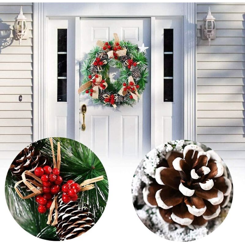 Ghirlanda natalizia da appendere alla parete della porta d'ingresso, decorazione decorativa per albero di Natale, ghirlanda di fiori da appendere alla porta