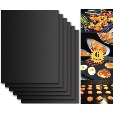 Accessori da cucina - Tappetino da forno per barbecue, set di 6 teglie da forno per barbecue e forno - 40×33 cm Teglie da forno antiaderenti e riutilizzabili per barbecue a gas, a carbone o elettrici (1/5)