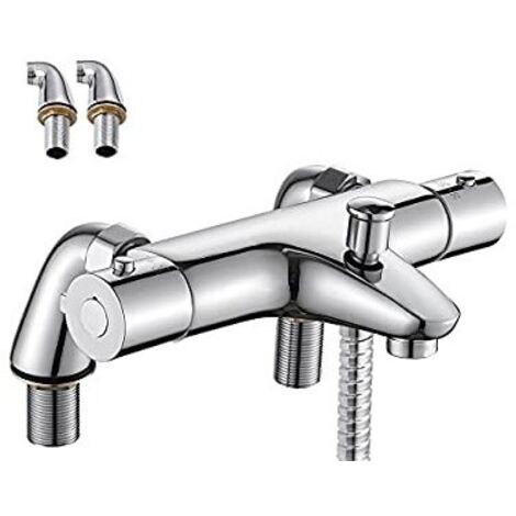 Miscelatore termostatico per vasca, rubinetto termostatico per doccia con pulsante di sicurezza a 38°C, rubinetti termostatici per doccia per vasca, ottone, antiscottatura