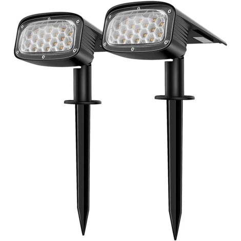 Faretto solare da esterno, 34 LED, luce solare da giardino impermeabile, 2 in 1, 3 modalità, installazione faretto solare per patio, vialetto, confezione da 2