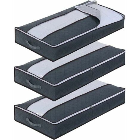Sacchetti portaoggetti sottoletto, confezione da 3, grandi e pieghevoli, in tessuto non tessuto per piumoni, coperte, cuscini, giocattoli e vestiti (100x50x15 cm) - RWStorage Bags (1/5)