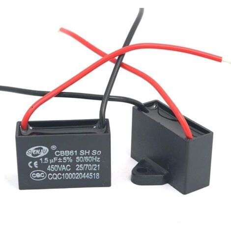 Condensatore di funzionamento del motore della ventola CBB61 450 V CA 50/60 Hz, 2 pezzi, 1,5 uF